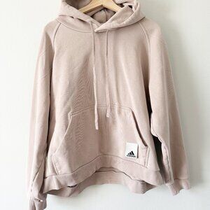 Adidas Men's Lounge Fleece Hoodie Men's Light Pink Hooded Pullover Sweatshirt XL